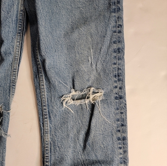 Zara Jeans Sz 8 Slim Straight Distressed Rigid High Rise - Picture 4 of 7